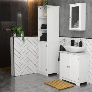 Lassic Hayle Matt White Single Bathroom Wall cabinet Mirrored (H)53cm (W)34cm