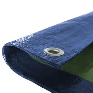 5.4M x 7.0M Blue/Green Budget Waterproof Tarpaulin With Eyelets