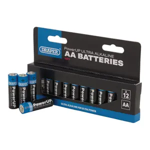 Draper PowerUP Ultra Alkaline AA Batteries (Pack of 12) 03972