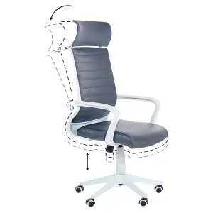 Office Chair Faux Leather Grey LEADER