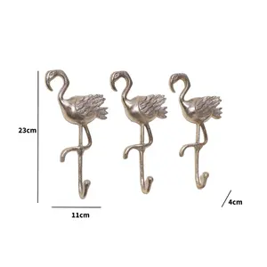 Melody Maison Set of 3 Silver Flamingo Wall Hooks