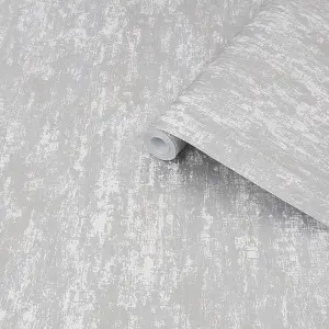 Laura Ashley Whinfell Silver Metallic effect Industrial Smooth Wallpaper