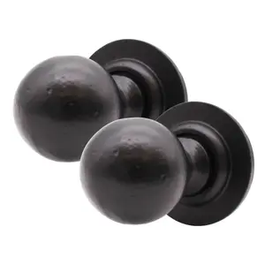 Black Door Knob Cast Iron Mortice Rim