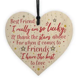 Red Ocean Handmade Best Friend Sign Friendship Plaque Wooden Hanging Heart Birthday Gift For Friend Chic Keepsake