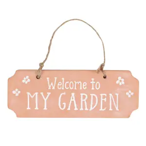 Something Different Welcome To My Garden Terracotta Hanging Sign Terracotta/White (One Size)