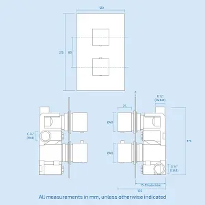 Nes Home Rennes Concealed Thermostatic Overhead 200mm Square Rainfall Shower Mixer Set Matte Black