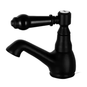 BATHWEST Bathroom Hot and Cold Pair Basin Taps Twin Bathroom Sink Mixer Taps Matte Black