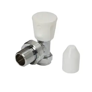 Flomasta Gloss chrome effect Angled Manual Radiator valve, (Dia)15mm, Pack of 1