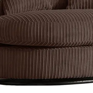 Luxor Jumbo Cord Chocolate Fabric Single Seater 360 Degree Swivel Chair Sofa Accessory