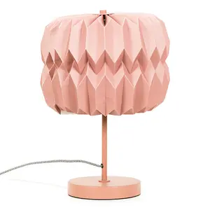 ValueLights Bett Pink Metal Table Lamp with Origami Paper Fold Lampshade Living Room Bedside Light - Bulb Included