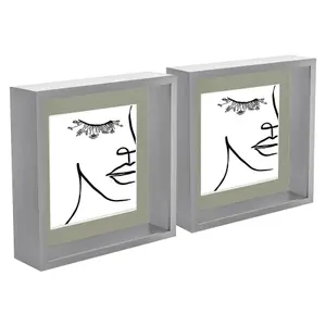 Nicola Spring 3D Deep Box Photo Frames with 6" x 6" Mounts - 8" x 8" - Grey - Pack of 5