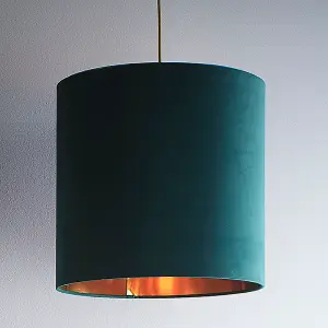 14" Green Velvet Drum Lampshade for Lamps and Ceiling