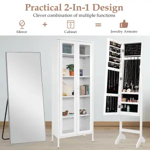 COSTWAY Freestanding Jewelry Cabinet Armoire Jewelry Organizer with Full-Length Mirror