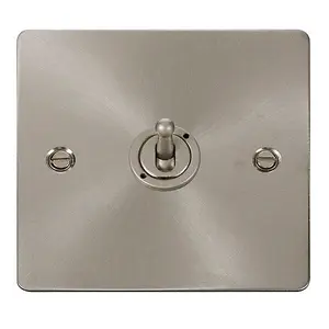 Flat Plate Satin / Brushed Chrome Intermediate 10AX Toggle Light Switch - SE Home