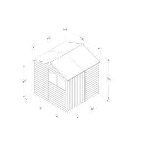 Forest Garden Beckwood Shiplap 7x7 ft Reverse apex Natural timber Wooden Pressure treated 2 door Shed with floor & 2 windows (Base included) - Assembly service included