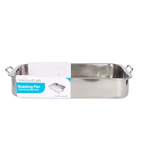 KitchenCraft Stainless Steel 38cm x 27.5cm Roasting Pan