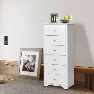 Costway Chest of Drawers Free Standing 6 Drawers Wooden Storage Cabinet W/ Metal Handles