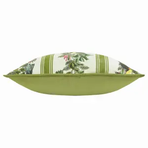 Wylder Leilani Lei Olive Printed Chenille Feather Rich Cushion