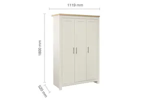 Birlea Highgate 3 Door Wardrobe Cream & Oak