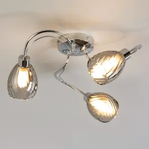 Litecraft Cora Chrome 3 Arm Tangle Bathroom Flush Ceiling Light