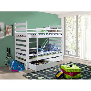 Teme Single (3') Bunk Bed with Drawers White