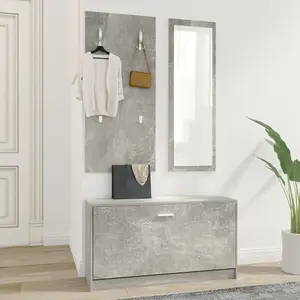 Berkfield 3-in-1 Shoe Cabinet Set Concrete Grey Engineered Wood