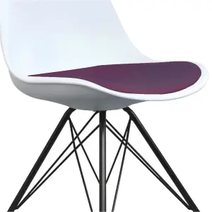 Soho White and Aubergine Plastic Dining Chair with Black Metal Legs