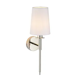 Luminosa Florence Wall Lamp Bright Nickel Plate & Vintage White Fabric