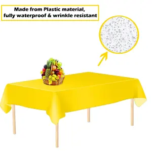 Yellow Plastic Table Cover, Disposable Wipe Clean Waterproof Tablecloth - 54"x72"