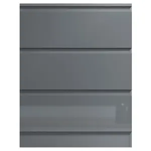 Grey Gloss Chest Of 3 Drawers Scratch Resistant Bedroom Furniture