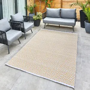 Yellow Outdoor Rug, Geometric Stain-Resistant Rug For Patio Decks, 3mm Modern Outdoor Luxurious Area Rug-190cm X 290cm