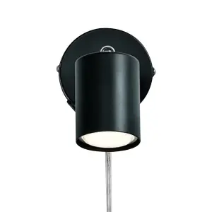 Nordlux Explore Indoor Bedroom Living Dining Office Wall Light with Adjustable Lamp Head in Black (Diam) 5.5cm