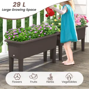 Costway 2 PCS Raised Garden Beds Outdoor Plastic Planter Box w/ Detachable Legs