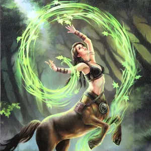 Anne Stokes Earth Elemental Sorceress Canvas Plaque Green/Black/Brown (25cm x 19cm)