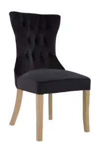 Premier Housewares Black Buttoned Dining Chair