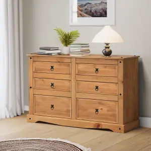 Mercers Furniture Corona Low 3+3 Wide Chest of Drawers