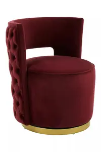 Interiors by Premier Red Wine Velvet Upholstered Round Chair, Accent Chair for Living Room, Accent Lounge Chair for Home, Office