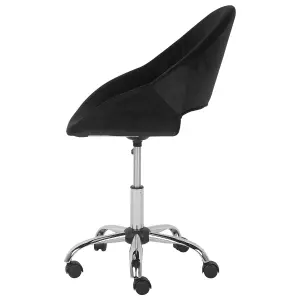 Beliani Retro Desk Chair Velvet Black SELMA