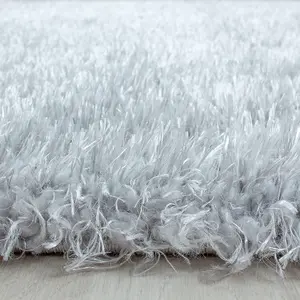 Abaseen 160x230cm Silver Cosy Shaggy Rug, Rectangular Extra Soft Touch 5cm Heavy Thick Pile, Modern Area Rugs Living & Bedroom