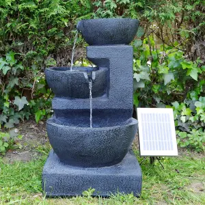 Gardenwize Outdoor Garden Solar Powered Cascading Black Ceramic Water Fountain Feature