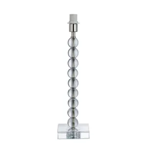 Crystal Glass Table Lamp Base - Polished Nickel Metalwork - Bedside Desk Light