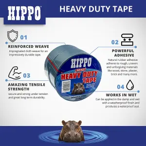 Hippo Heavy Duty Tape 50mm x 50m Twin Pack - Silver