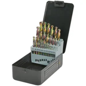 Comprehensive 25 Piece HSS Drill Bit Set - 1mm to 13mm for Hand and Pillar Drills