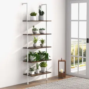 Costway 5-Tier Ladder Shelf Bookshelf Wall Mounted Hanging Storage Shelf Plant Display Rack