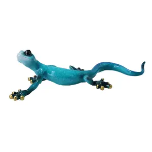 Blue Speckled Gecko Lizard Resin Wall Shed Sculpture Decor Statue Large House