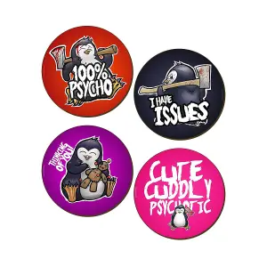 Psycho Penguin 4 Piece I Have Issues Coaster Set Multicoloured (One Size)