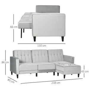 HOMCOM Upholstered Sofa Bed Reversible Sectional Sofa Set Velvet-Touch Sleeper