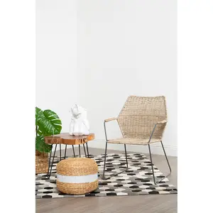 Interiors by Premier Angled Design Natural Rattan Chair, Easy to Clean Outdoor Chair, Arm & Backrest Rattan chair, Rattan Chair