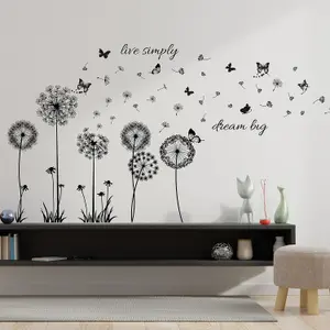 Walplus Combo Adult Black Dandelions with Quote Wall Sticker