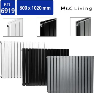 Designer Flat Panel Double Radiator 600x1020 Black by MCC